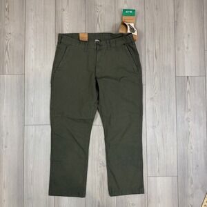 NWT Eddie Bauer Men's Canvas Utility Stretch Pants Green, Size 38x29
